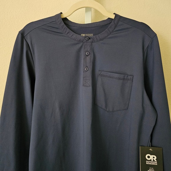 OUTDOOR RESEARCH NWT Baritone Naval Blue L/S ActiveTemp Button Henley Sz M - Picture 4 of 16